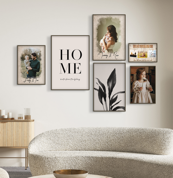 Custom Family Wall Art Set Personalized Posters, Canvas Prints, and Framed Options for a Warm, Elegant Home Decor