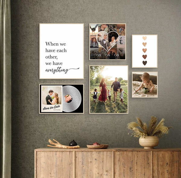 Custom Family Gallery Wall Art – Upload Your Photos for Personalized Decor