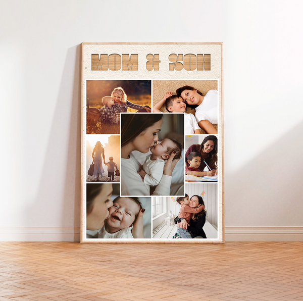 Cherish Every Moment with 'Mom & Son' Custom Photo Canvas