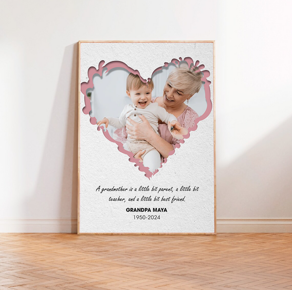 Cherish Your Grandmother with a Personalized Heart Photo Canvas