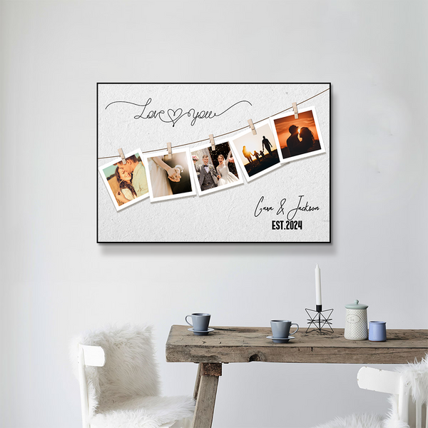 Capture Your Love with Personalized 'Love You' Photo Canvas