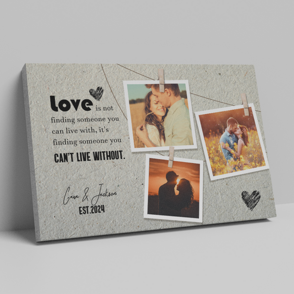 Cherish Your Love with the 'Can't Live Without' Photo Canvas