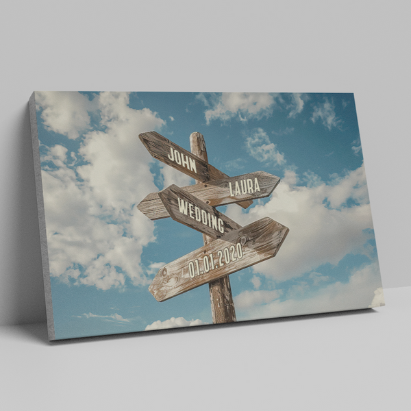 Personalized Wedding Sign Post Custom Photo Canvas