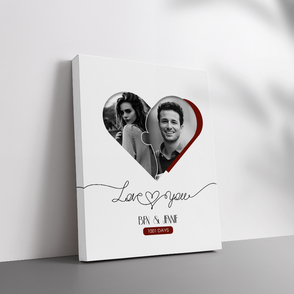 Celebrate Your Love with a Personalized 'Love You' Heart Photo Canvas