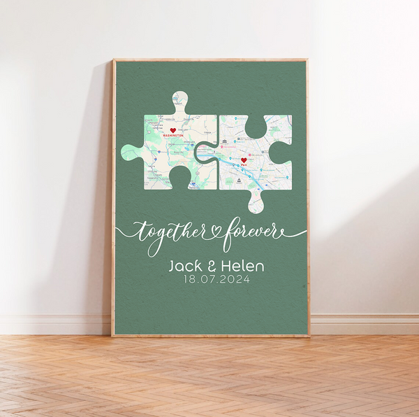 Celebrate Your Unique Journey with the Personalized 'Together Forever' Map Canvas